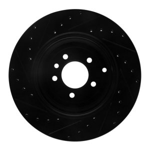 Land Rover Range Rover Sport Brake Rotor (1) - Rear Right - R1 Concepts - Drilled & Slotted - Black - `10-`13